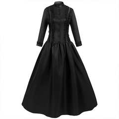 Gothic-Stehkragenkleid – viktorianisches Samtkleid für Halloween, DAMEN