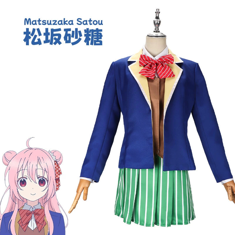 Satou Matsuzaka Happy Sugar Life Sommerkleid-Set Cosplay Kostuem Damen