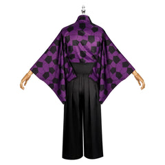 Kokushibo Demon Slayer Kimono-Set Cosplay Kostuem Damen Lila Schwarz