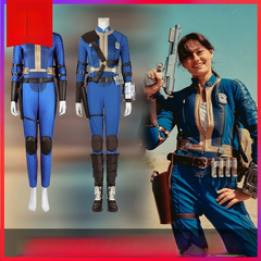 Lucy Fallout Overall Protektoren Cosplay Kostuem Damen Blau