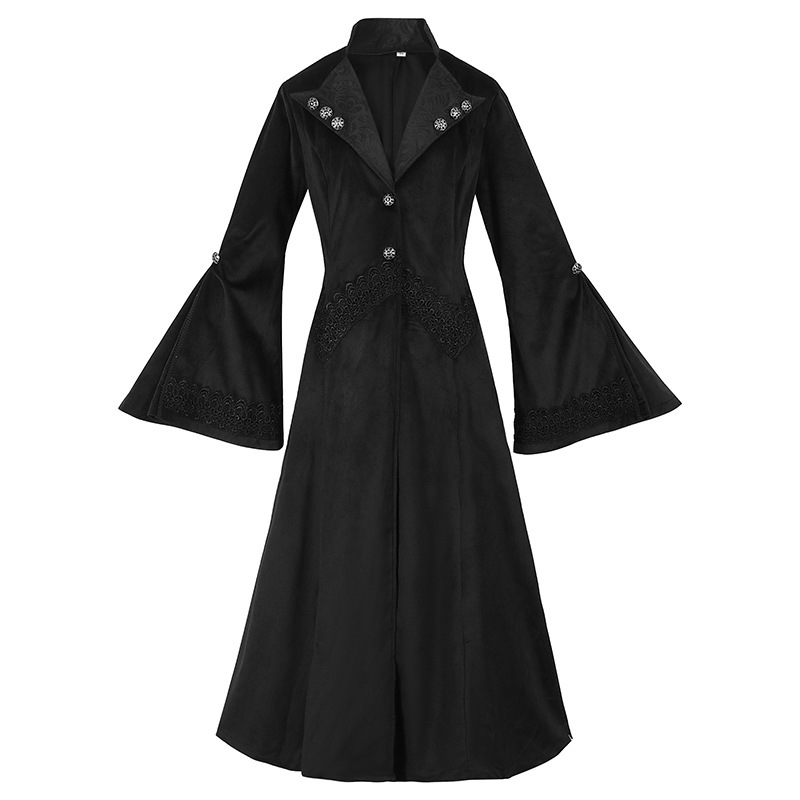 Gothic-Mantel DAMEN – Spitzentaschen mit Kragen, lang