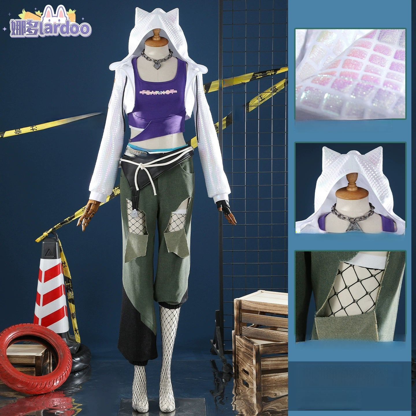 Ashe Overwatch Hoodie Kostuem Cosplay Damen Weiss Gruen