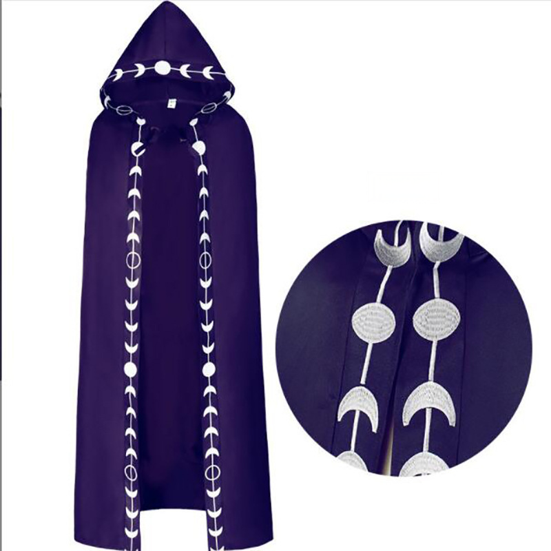 Druck-Kapuzenumhang – Fantasy-Cape mit Muster für Renaissance & Halloween