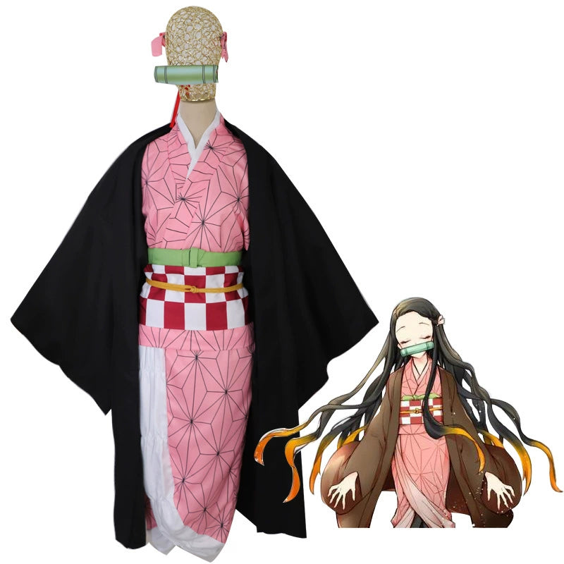 Tanjiro Kamado Demon Slayer Team-Set Cosplay Kostuem Damen Mehrfarbig