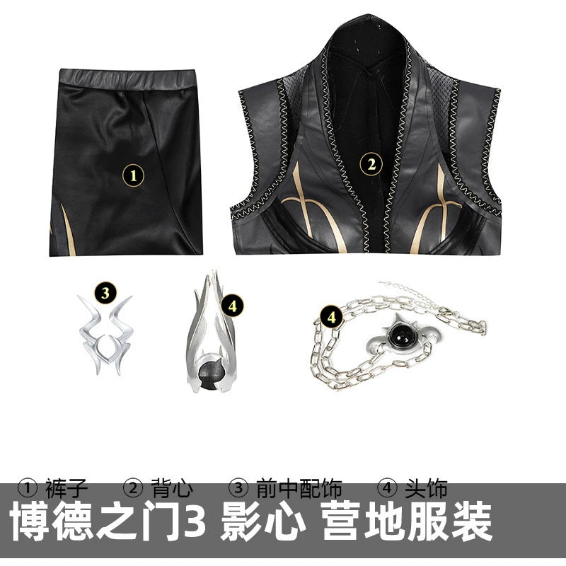 Shadowheart Baldurs Gate 3 Outfit Cosplay Kostuem Damen Schwarz Gold