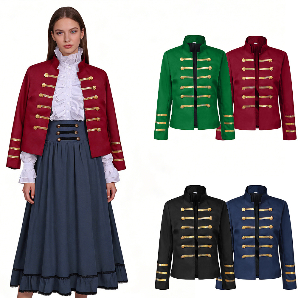 Militär-Bandjacke mit Goldknöpfen – viktorianischer Doublet Mantel für Bühne & Karneval, DAMEN