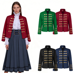 Militär-Bandjacke mit Goldknöpfen – viktorianischer Doublet Mantel für Bühne & Karneval, DAMEN
