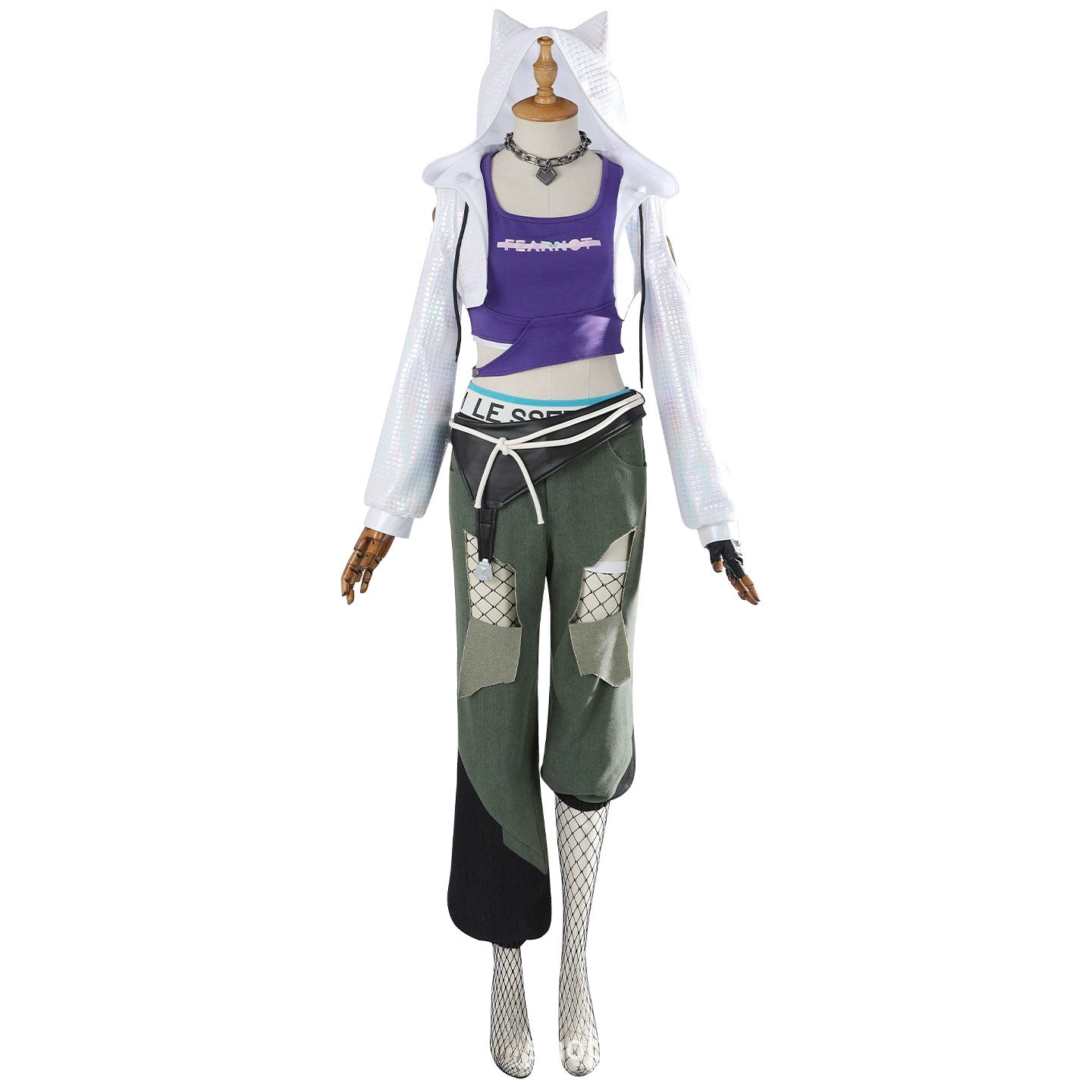 Ashe Overwatch Hoodie Kostuem Cosplay Damen Weiss Gruen
