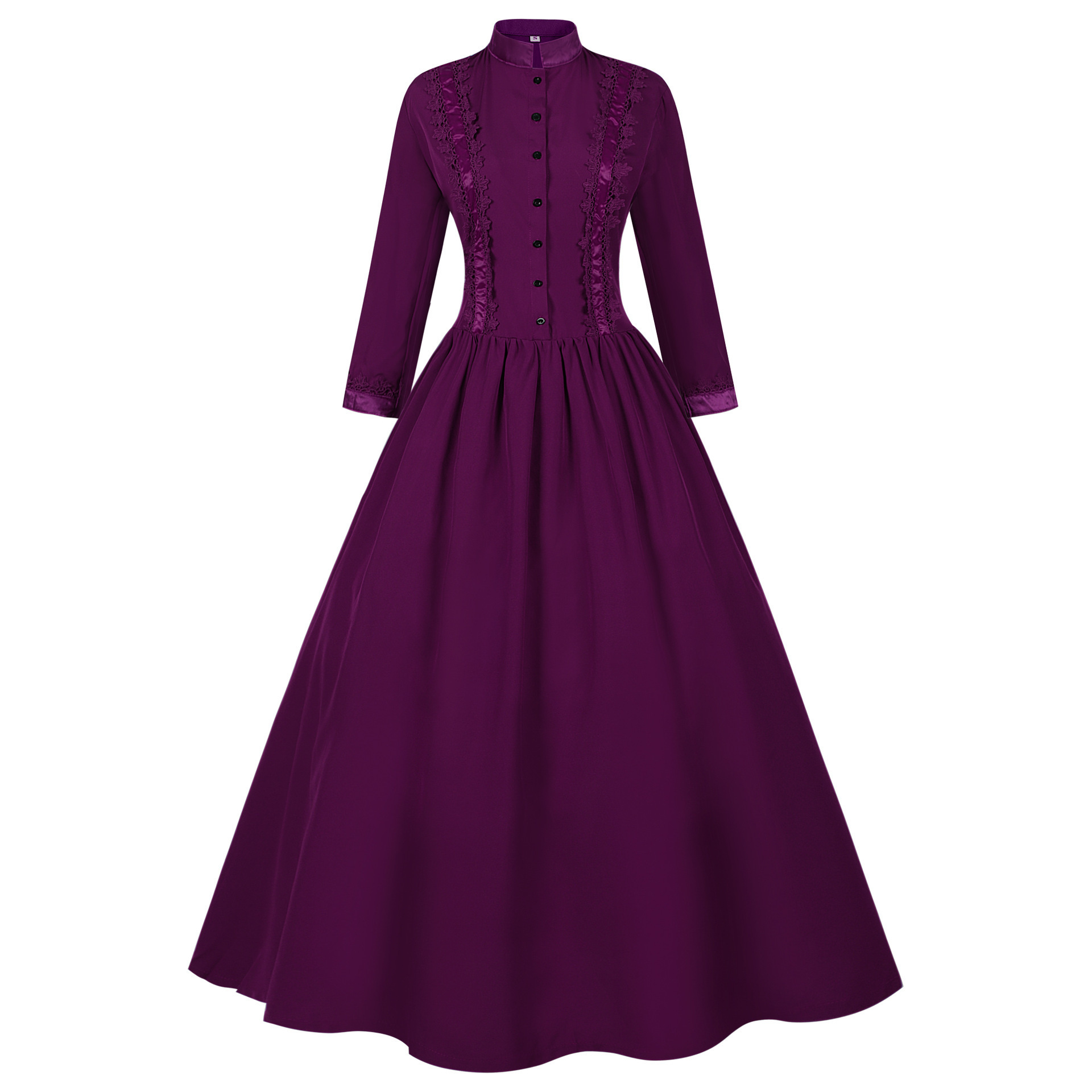 Gothic-Stehkragenkleid – viktorianisches Samtkleid für Halloween, DAMEN