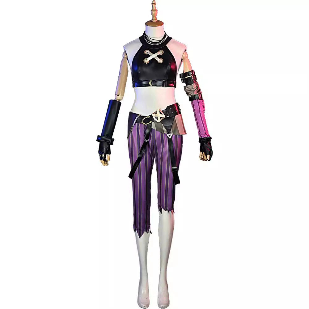 Jinx League of Legends Outfit Cosplay Kostuem Damen Lila