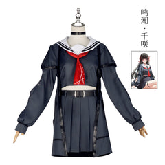 Chixia Wuthering Waves Matrosen-Uniform Cosplay Kostuem Damen Dunkelblau