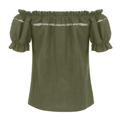 Schulterfreie Renaissance-Bluse SALE – Sommer Puffärmel-Top, DAMEN