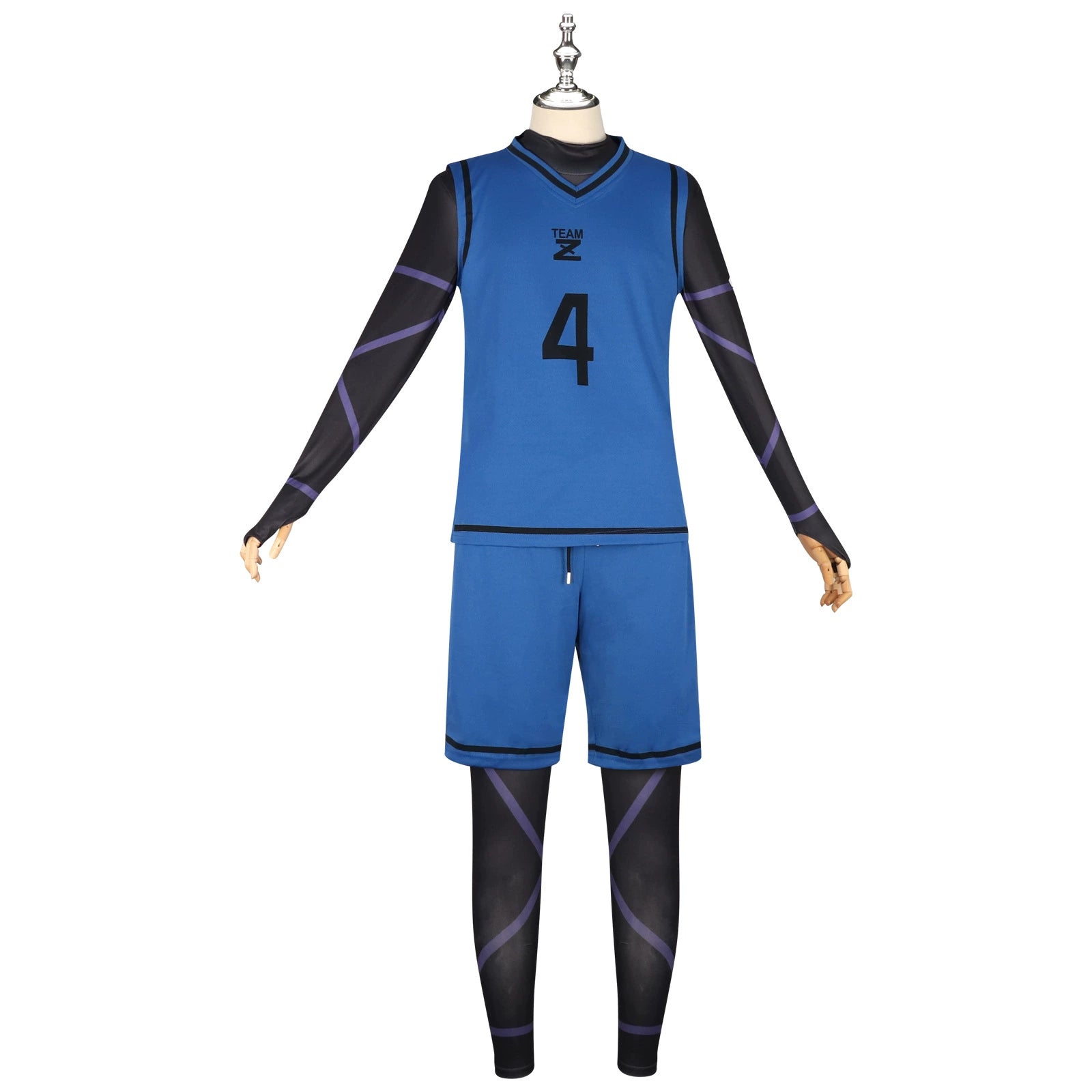 Yoichi Isagi Blue Lock Trikot-Set Cosplay Kostuem Damen Blau Weiß