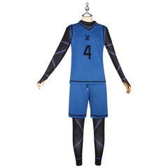 Yoichi Isagi Blue Lock Trikot-Set Cosplay Kostuem Damen Blau Weiß