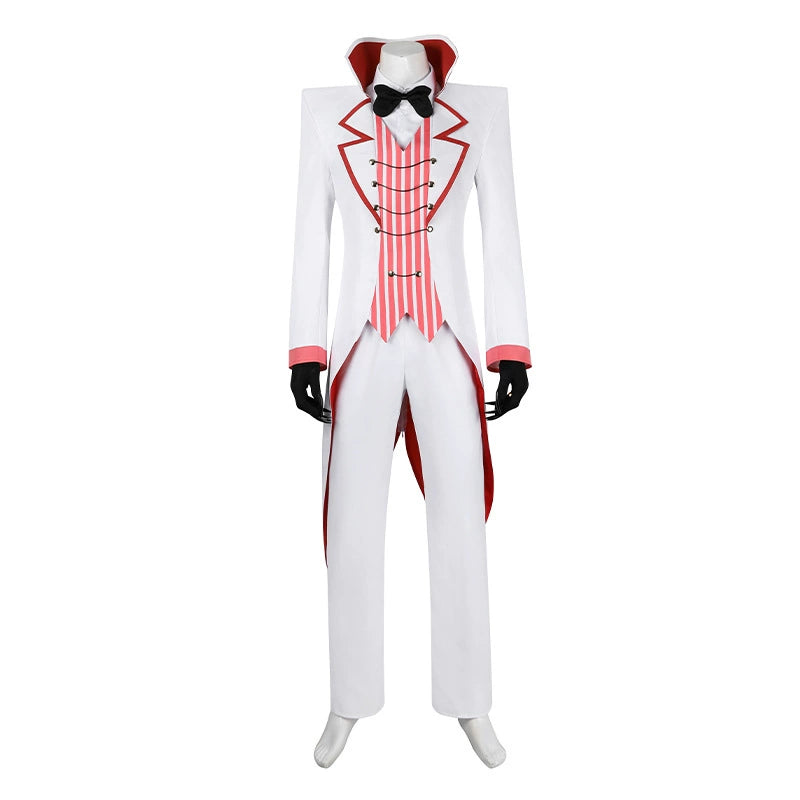Lucifer Hazbin Hotel Anzug-Set Cosplay Kostuem Damen Weiß