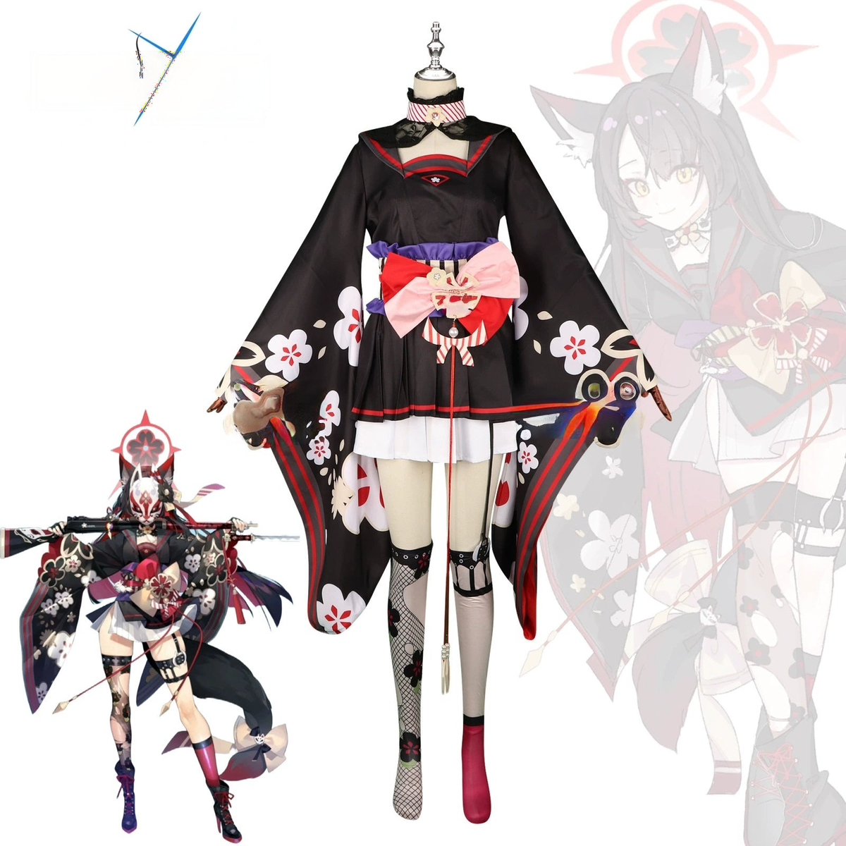 Wakamo Blue Archive Bühnen-Outfit Cosplay Kostuem Damen Rot Weiß
