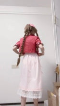 Aerith Final Fantasy VII Lederjacken-Outfit Cosplay Kostuem Damen Rot