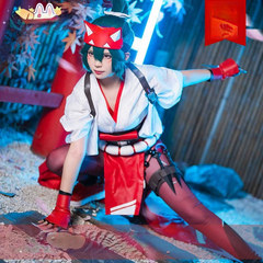 Kiriko Overwatch Kimono Cosplay Kostuem Damen Weiss Rot