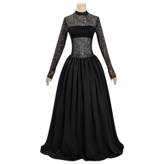 Empire Abendkleid – schwarzes Spitzenkleid mit Puffärmeln, DAMEN