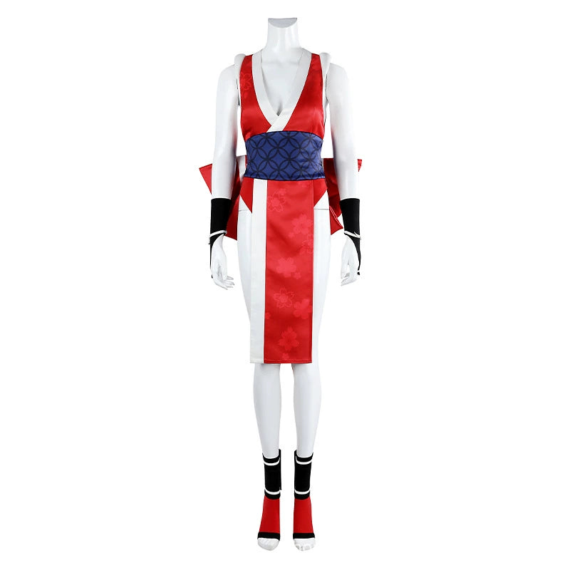 Mai Shiranui Street Fighter Kostuem Cosplay Damen Rot Weiss