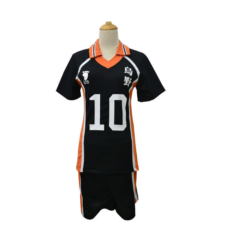 Karasuno Haikyuu Volleyball-Set Cosplay Kostuem Damen Schwarz Orange