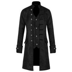 Jacquard-Zweiteiler-Mantel – Retro Langmantel für Halloween & Bühne, HERREN