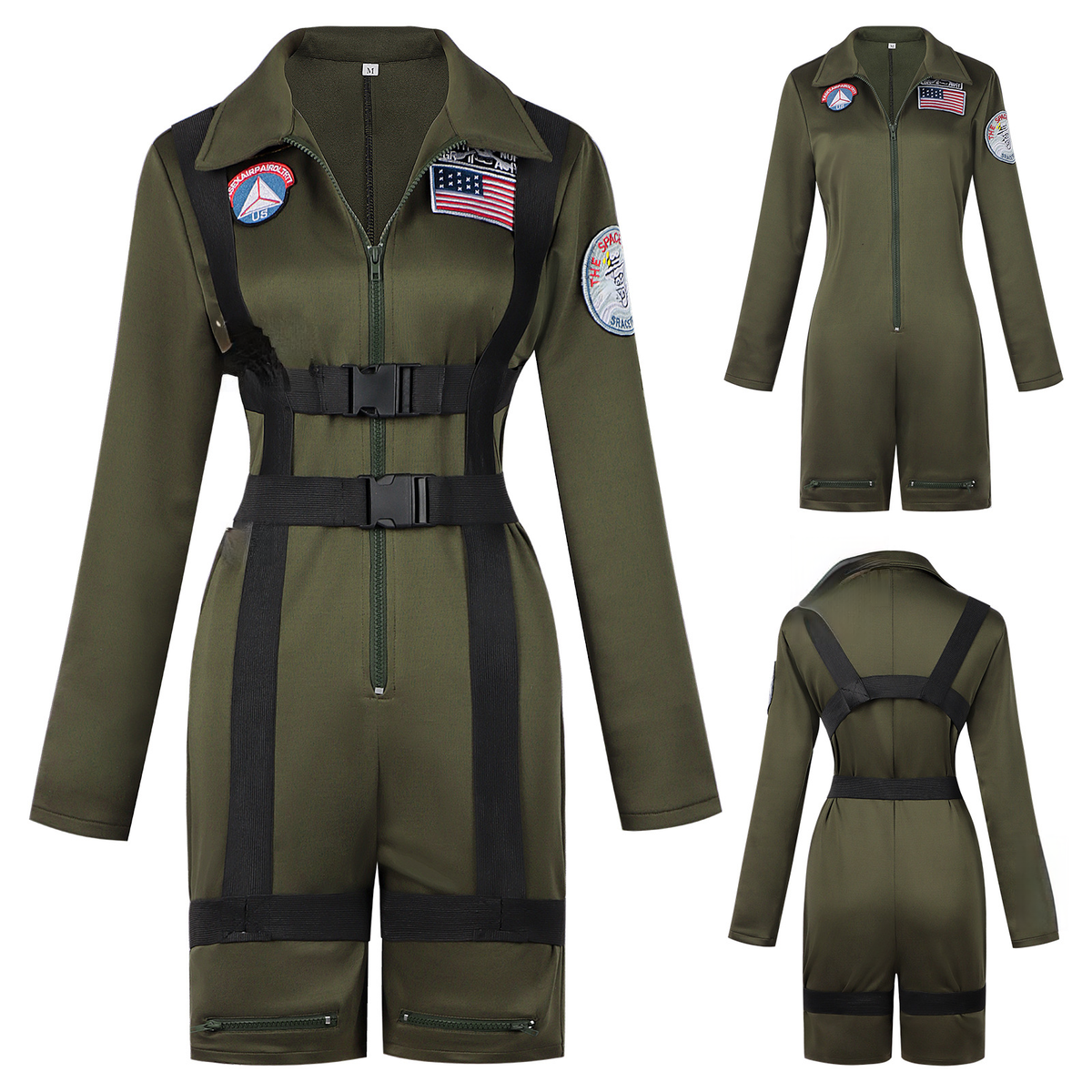 Pilotinnen-Overall – Militär-Kombi für Fasching, DAMEN