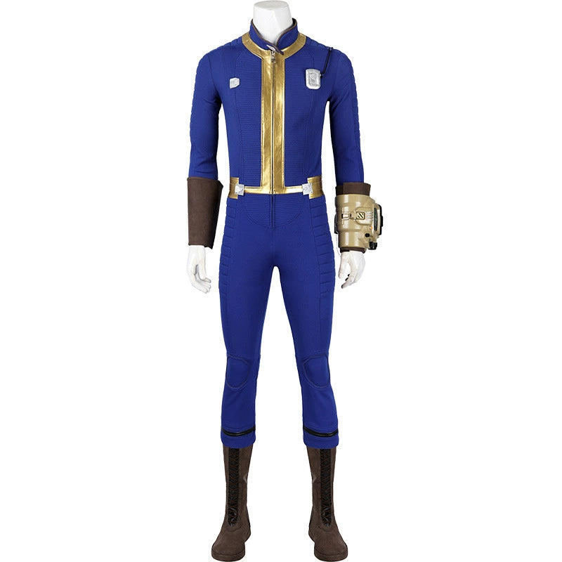 Fallout Vault 75 Jumpsuit Cosplay Kostuem Damen Blau Gelb