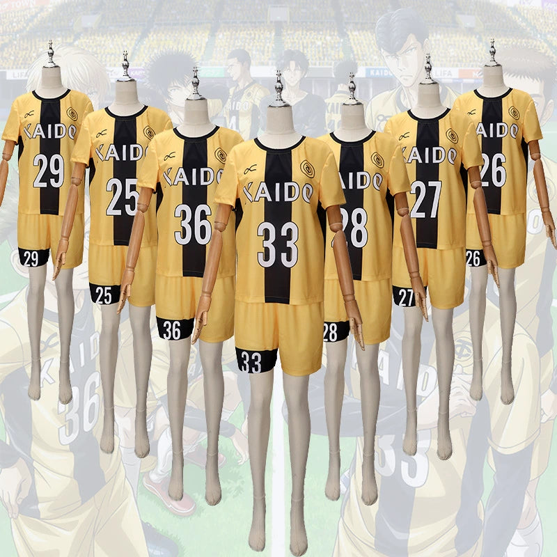 Ashito Aoi Ao Ashi Fussball-Trikot-Set Cosplay Kostuem Damen