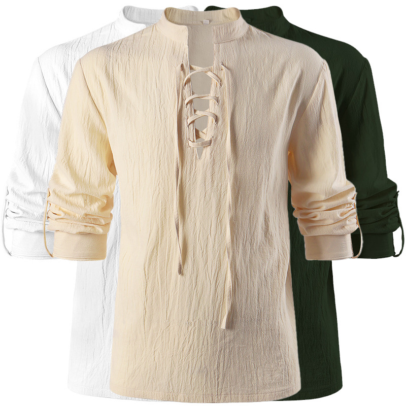 Pullover-Spitzenshirt – mittelalterliches Komfort-Hemd, HERREN