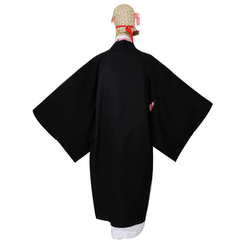 Nezuko Kamado Demon Slayer Kimono-Set Cosplay Kostuem Damen Weiß Rosa