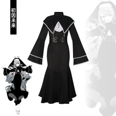 Hatsune Miku Project Sekai Nonnen-Kleid Cosplay Kostuem Damen Schwarz Weiß