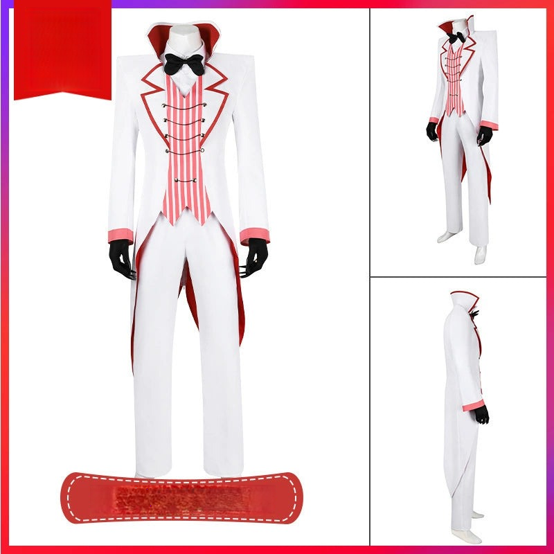 Lucifer Hazbin Hotel Anzug-Set Cosplay Kostuem Damen Weiß