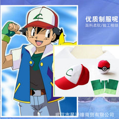 Ash Ketchum Pokémon Blaue Jacke Set Cosplay Kostuem Damen