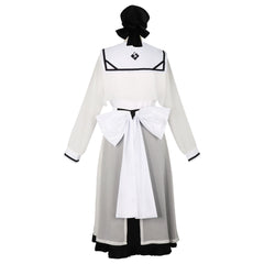 Yoiaki Kanade Project Sekai Print-Kleid Cosplay Kostuem Damen Weiß Blau