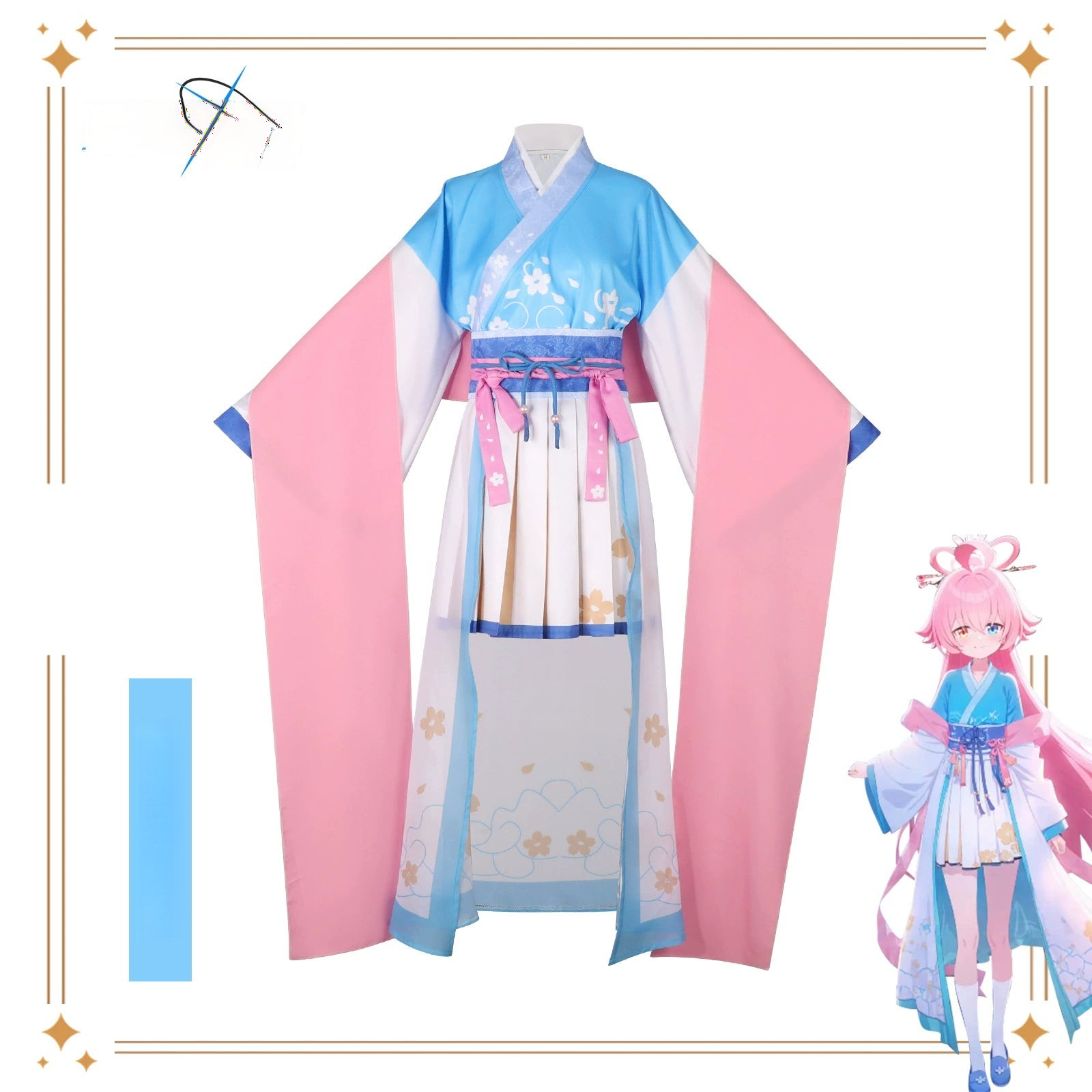 Takanashi Hoshino Blue Archive Hanfu-Kleid Cosplay Kostuem Damen Blau