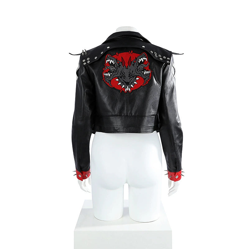 Vi League of Legends Lederjacken-Outfit Cosplay Kostuem Damen Schwarz