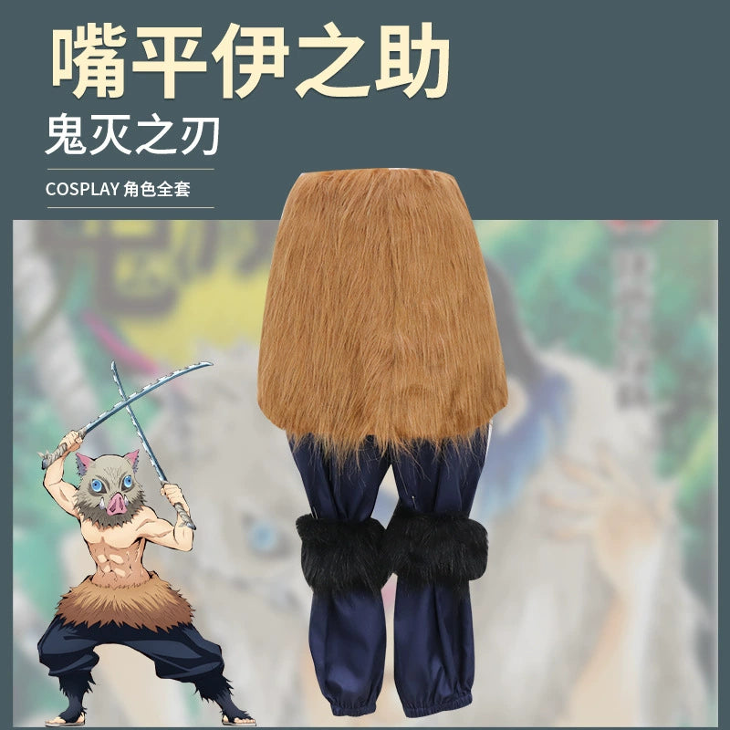 Inosuke Hashibira Demon Slayer Kostüm-Set Cosplay Kostuem Damen Schwarz Blau