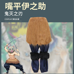 Inosuke Hashibira Demon Slayer Kostüm-Set Cosplay Kostuem Damen Schwarz Blau