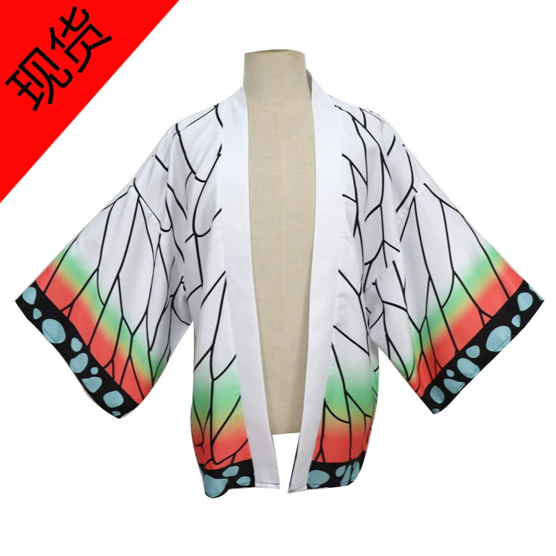 Shinobu Kocho Demon Slayer Haori-Set Cosplay Kostuem Damen Mehrfarbig