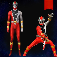Ryusoulger Red Power Rangers Anzug Cosplay Kostuem Damen Rot