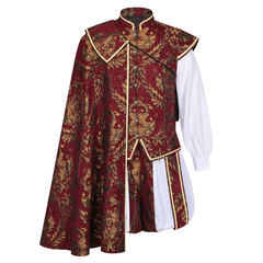 Tudor-Hof-Set Premium – edler Wams mit Umhang, HERREN