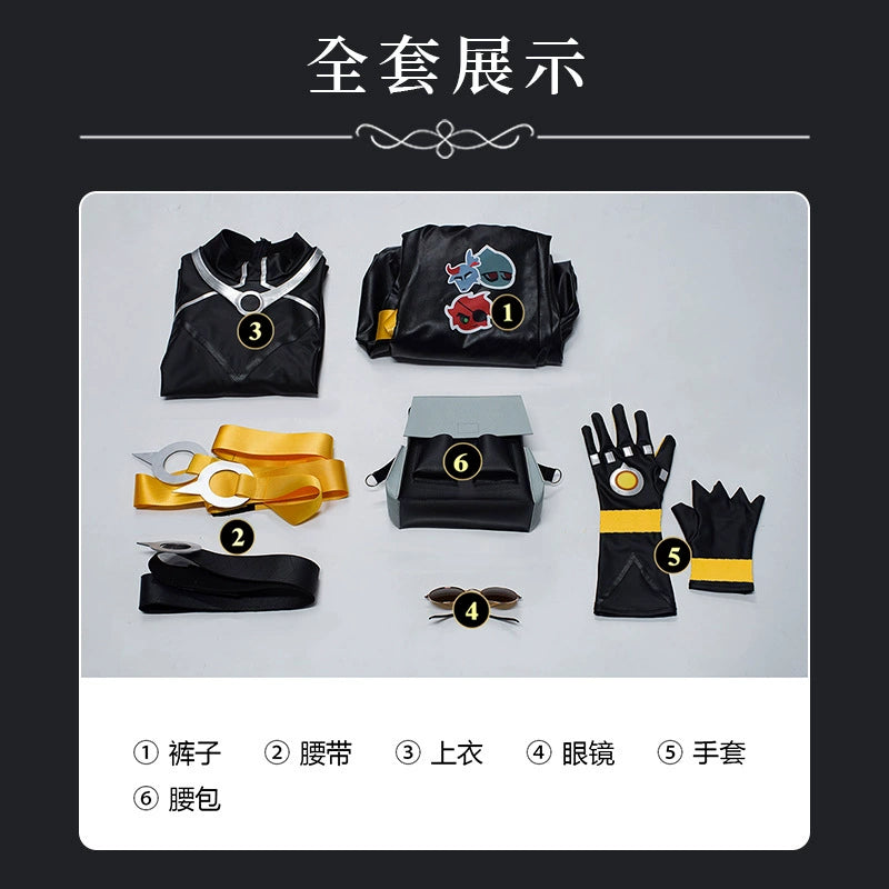 Ezreal League of Legends Buehnen-Outfit Cosplay Kostuem Damen Schwarz Gold