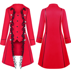 Spitzen-Frackjacke – Gothic Damenmantel mit Rüschen für Halloween
