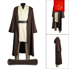 Obi-Wan Kenobi Star Wars Jedi-Robe Cosplay Kostuem Damen Braun