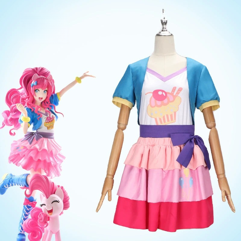 Pinkie Pie My Little Pony Prinzessin Kleid Cosplay Kostuem Damen