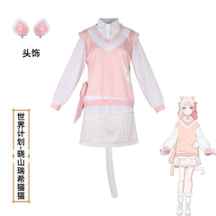 Akiyama Mizuki Project Sekai Katzen-Kostüm Cosplay Kostuem Damen Rosa
