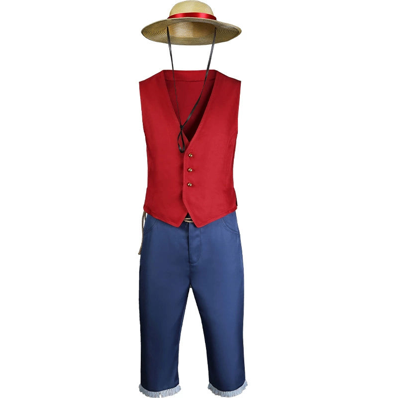 Luffy One Piece Outfit-Set Cosplay Kostuem Damen Rot
