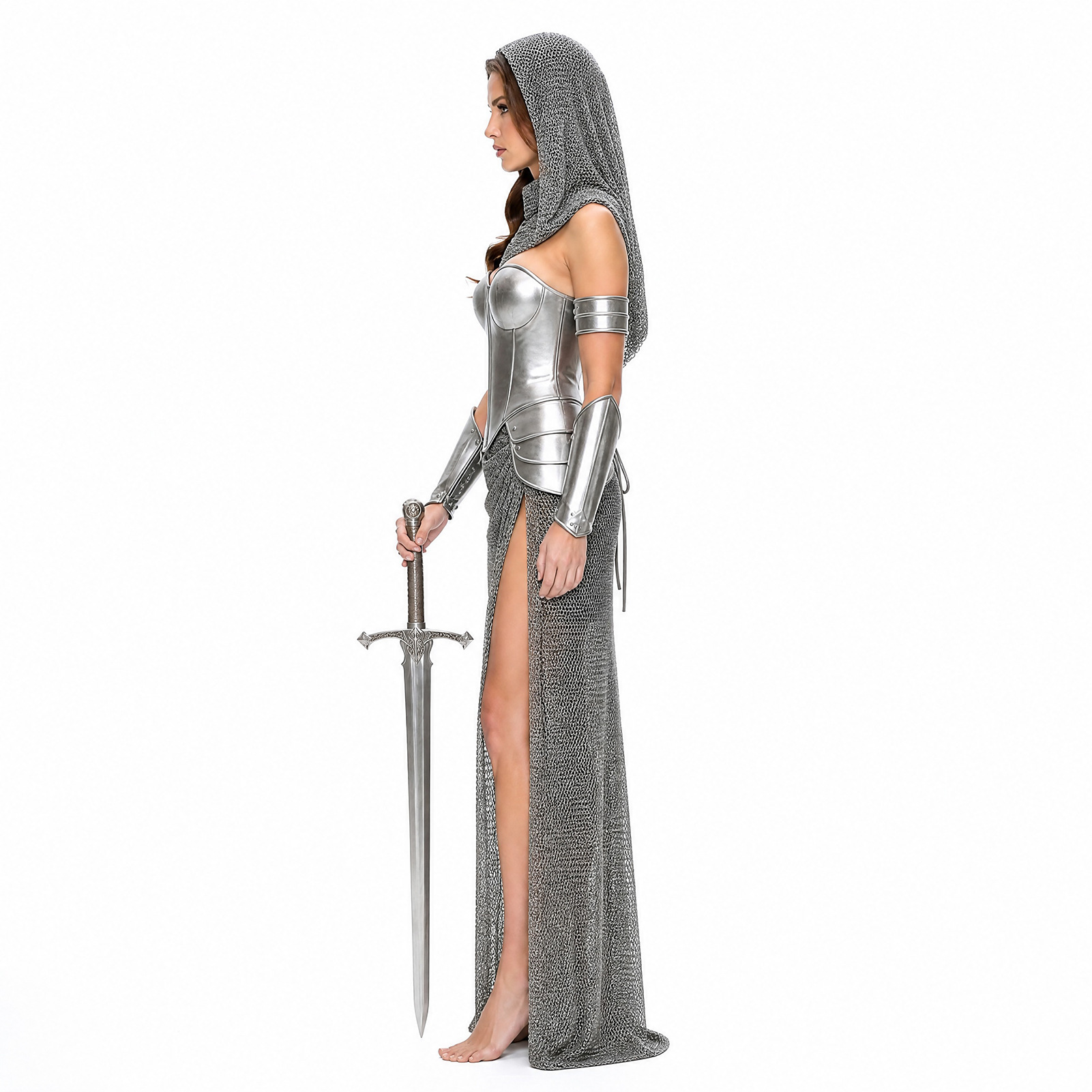Chainmail Knight Armor Medieval Ritterin Cosplay Kostüm Damen