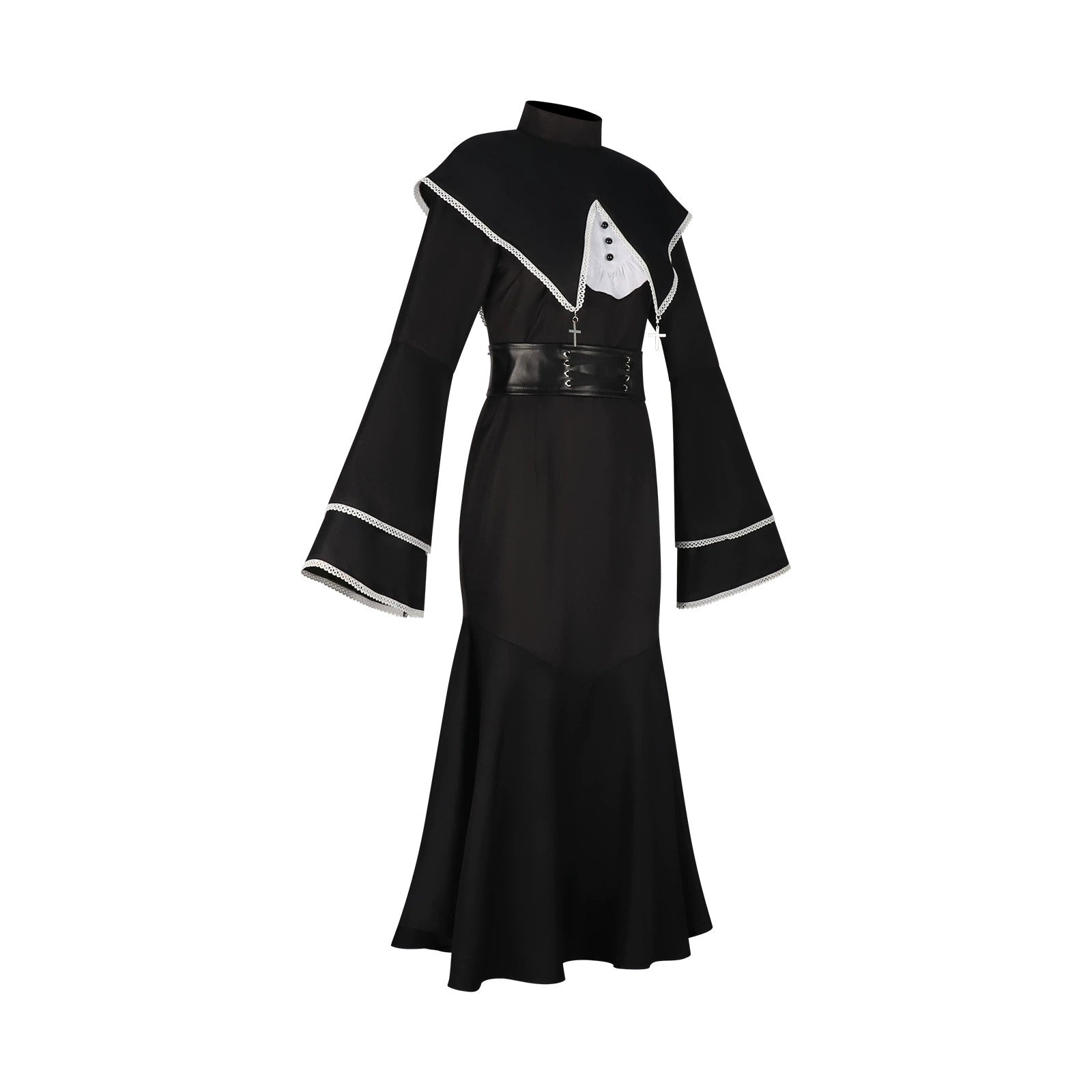 Hatsune Miku Project Sekai Nonnen-Kleid Cosplay Kostuem Damen Schwarz Weiß